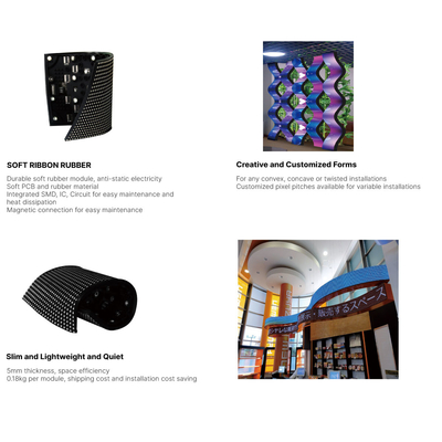 Module d'affichage à LED en caoutchouc souple de la série FX, disponible en module convexe, concave ou tordu