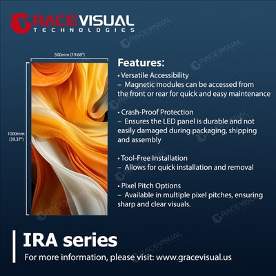 Série IRA P3.91 Location intérieure Pleine couleur 500x1000mm 7680Hz Affichage LED à taux de rafraîchissement élevé