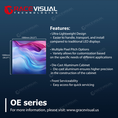 Affichage LED révolutionnaire: série OE avec service avant sans outil, options de pliage à 90 ° et multi-pitch (3,9 ∼ 10,4 mm)