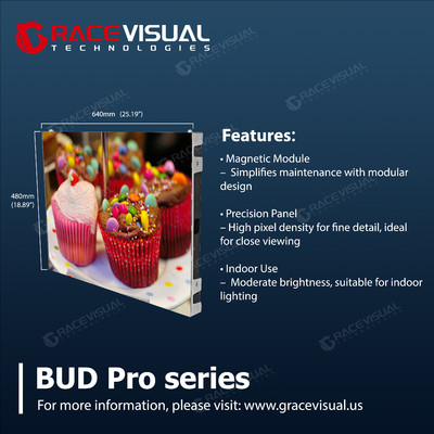 BUD Pro 1.86 Pitch Series Écran LED de service avant 7680HZ Taux de rafraîchissement,plus de 500 nits de luminosité