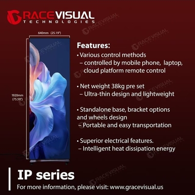 Affichage d'affiches LED intérieures de la série IP Solutions autonomes ou liées flexibles, hauteur de pixel P2.5mm, télécommande, conception ultra-mince, notation IP40/IP21