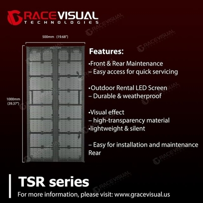 Affichage LED transparent haute performance de la série TSR - P3.9 à P7.8 Pixel Pitch - Ultra-Smooth 7680 Hz Rafraîchissement. 5000 nits Haute luminosité.