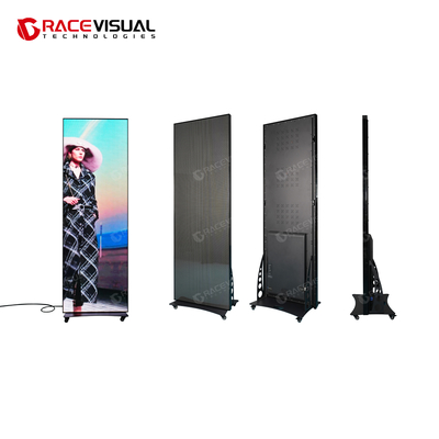 Écran d'affichage à LED Iposter Légère 35 kg, 1,2 × 2,5 mm de hauteur des pixels, contrôle mobile et cloud, conception mince, options de montage multiples avec roues, base et anneau suspendu