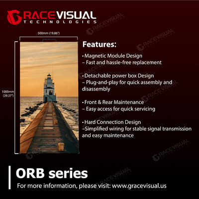 ORB Series Rental LED Video Wall avec 2,6 mm 2,9 mm 3,9 mm et 4,8 mm de hauteur des pixels avec panneaux de 500 × 500 mm et 500 × 1000 mm 7680Hz taux de rafraîchissement et 4500 nits luminosité